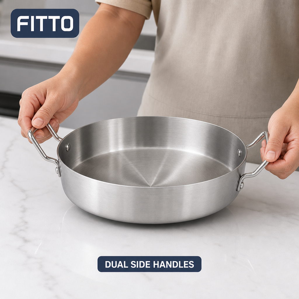 60 Pieces Aluminum Kadai Cooking Pan with Dual Handles, Round Silver Cookwares for Kitchen Preparation
