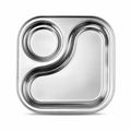 96 Pieces Stainless Steel Platter with 3 Compartments, 22 x 18 cm, Silver, 1 Piece