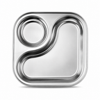 96 Pieces Stainless Steel Platter with 3 Compartments, 22 x 18 cm, Silver, 1 Piece