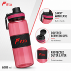 96 Pieces Sports Water Bottles with Protective Sleeve and Flip Lid, 600 ml, Pink, 1 Piece