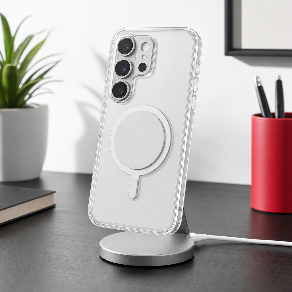 96 Pieces Crystal Clear Magnetic Phone Cases with Ring for Wireless Charging and Raised Camera Protection for iPhone 16 Pro