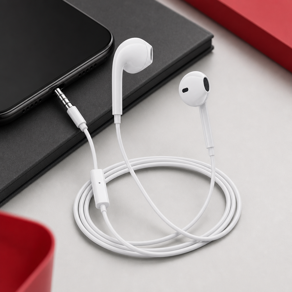 120 Pieces Wired Earphoneses with Inline Microphone, 3.5mm AUX Connection, White