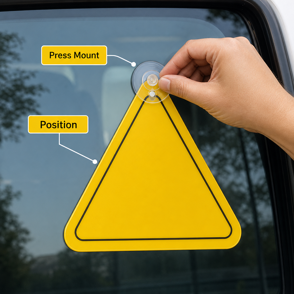 120 Pieces Car Safety Warning Signs with Suction Mount, Yellow Triangle, 18 x 18 cm