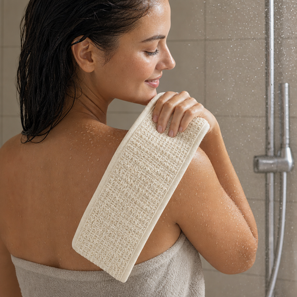 144 Pieces Exfoliating Bath Towel, Textured Body Scrubbing Cloth, Off-White, 1 Piece