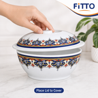 96 Pieces Melamine Serving Bowl with Lid, Decorative Pattern, 8 Inch Round Covered Tablewares for Serving and Presentation