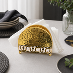 96 Pieces Decorative Metal Napkin Holders, Gold and White Patterned Table Setting Organizer, 1 Piece