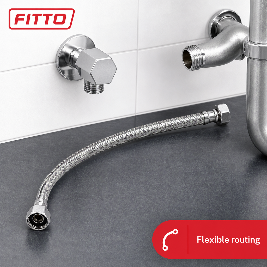 120 Pieces Stainless Steel Braided Flexible Hose Pipe, 50 cm, Silver, 1 Piece