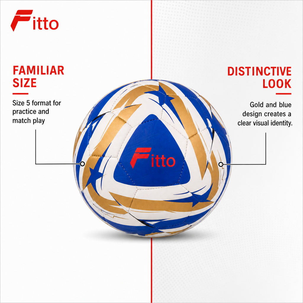 60 Pieces Size 5 Football, Gold and Blue Design, Single Ball for Practice and Match Play