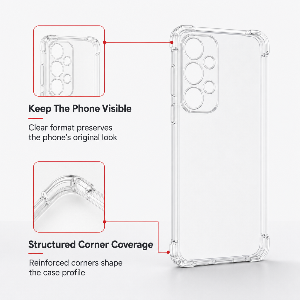 240 Pieces Clear Protective Phone Cases with Reinforced Corners, Single Piece