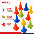 96 Pieces Plastic Training Cones, 32 cm, Multicolor, 10-Piece Pack for Sports Practice and Field Marking
