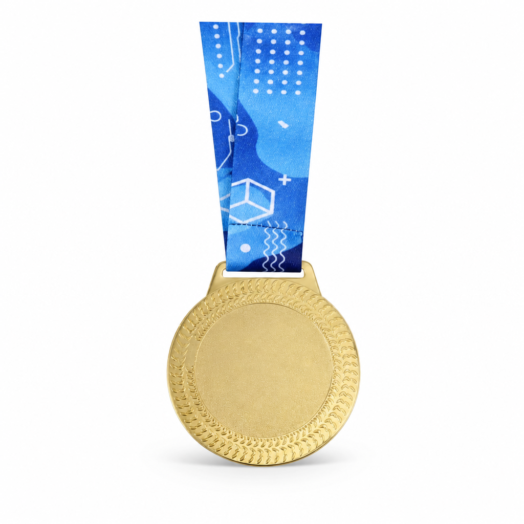 144 Pieces Award Medal with Blue Ribbon, Metallic Finish, 8 x 7 x 2 cm