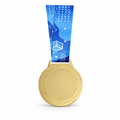 144 Pieces Award Medal with Blue Ribbon, Metallic Finish, 8 x 7 x 2 cm
