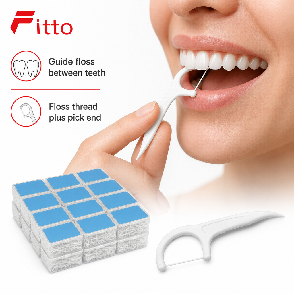 96 Pieces Dental Floss Picks, White, 30 Pieces Per Pack, 12-Pack Oral Care Set