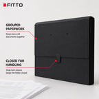 96 Pieces A4 Expanding Document Folder, Black File Organizer with Snap Lock Closure, 1 Piece