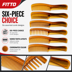 96 Pieces Amber Brown Hair Combs Set, 6 Pieces, Assorted Styling and Grooming Combs
