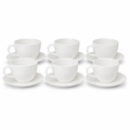 60 Pieces Ceramic Tea and Coffee Cups with Saucers, White, 6-Piece Set
