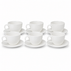 60 Pieces Ceramic Tea and Coffee Cups with Saucers, White, 6-Piece Set