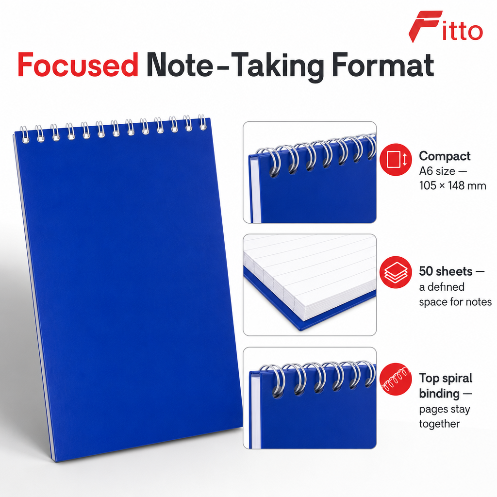 240 Pieces A6 Executive Spiral Notebook, 105 × 148 mm, 50 Sheets, Blue Cover