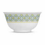 144 Pieces Melamine Rice Bowl, 4 Inch, White with Green and Yellow Geometric Pattern