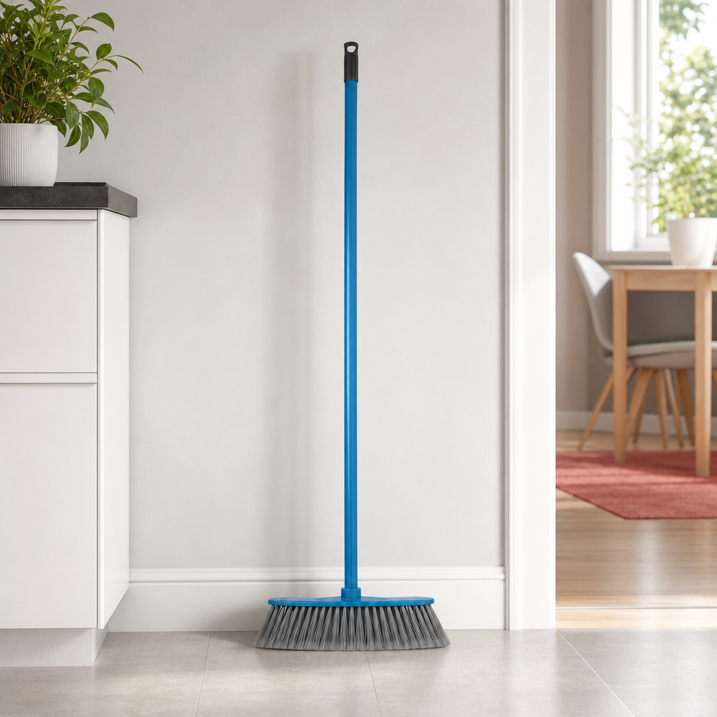 96 Pieces Angle Broom with Iron Handle, 120 cm Long Reach Floor Sweeper, 30 cm Wide Head, Assorted Colour