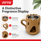 96 Pieces Terracotta Incense Burner with Handle and Metal Bowl, Decorative Bakhoor Holder, 20 x 15 x 15 cm