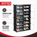 48 Pieces Black and Clear 8-Tier Shoe Storage Cabinet with Doors, 85 x 32 x 127 cm, 1 Unit
