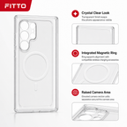 96 Pieces Crystal Clear Magnetic Phone Cases with Ring for Wireless Charging and Raised Camera Protection