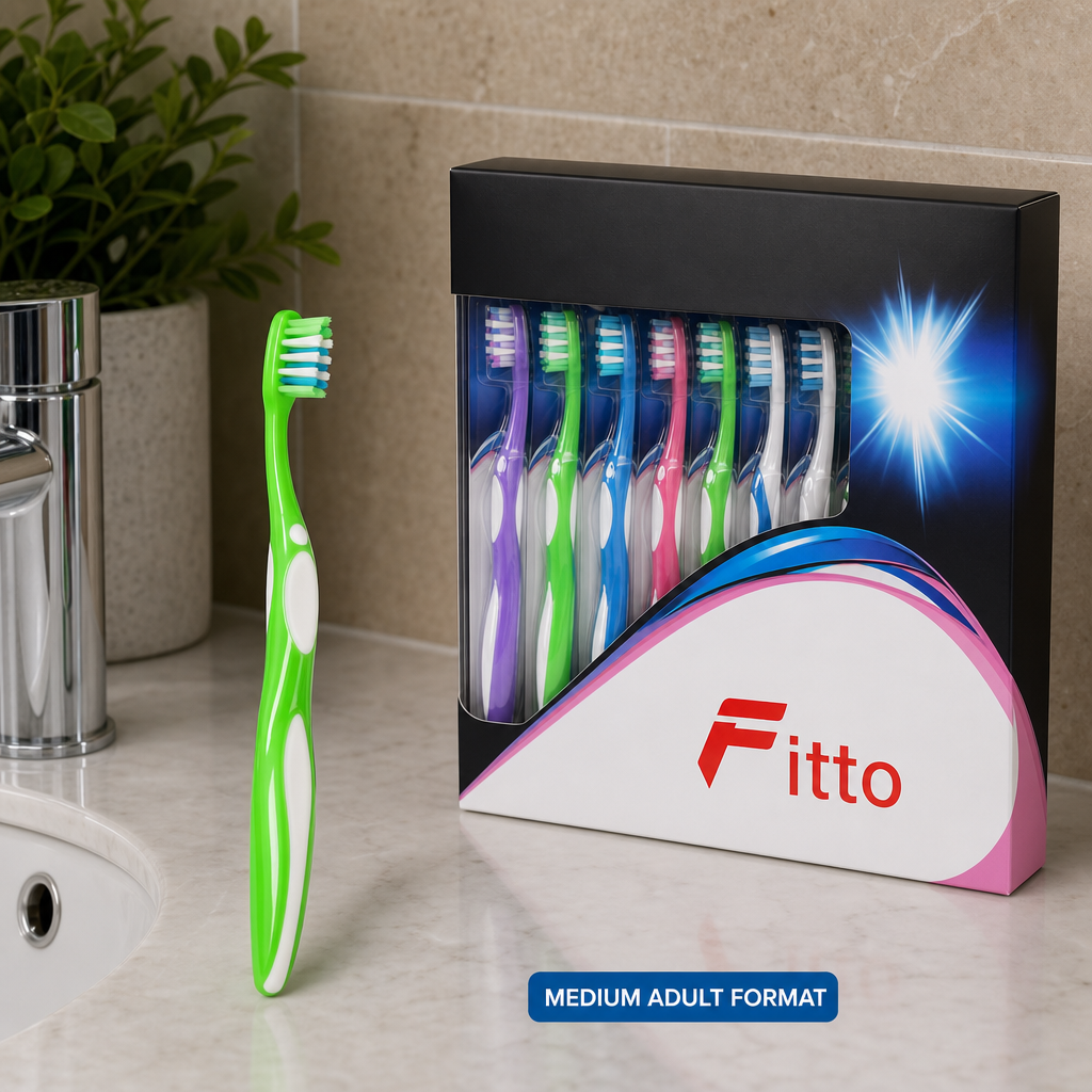 96 Pieces Medium Adult Toothbrushes, Assorted Colours, 12 Pieces