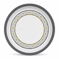 96 Pieces Melamine Round Wavy Serving Trays, 30 cm, White and Grey with Yellow Accents