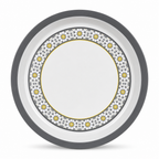 96 Pieces Melamine Round Wavy Serving Trays, 30 cm, White and Grey with Yellow Accents