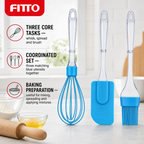 120 Pieces Silicone Baking Utensil Set, 3-Piece, Blue Kitchen Tools for Mixing, Brushing and Spreading