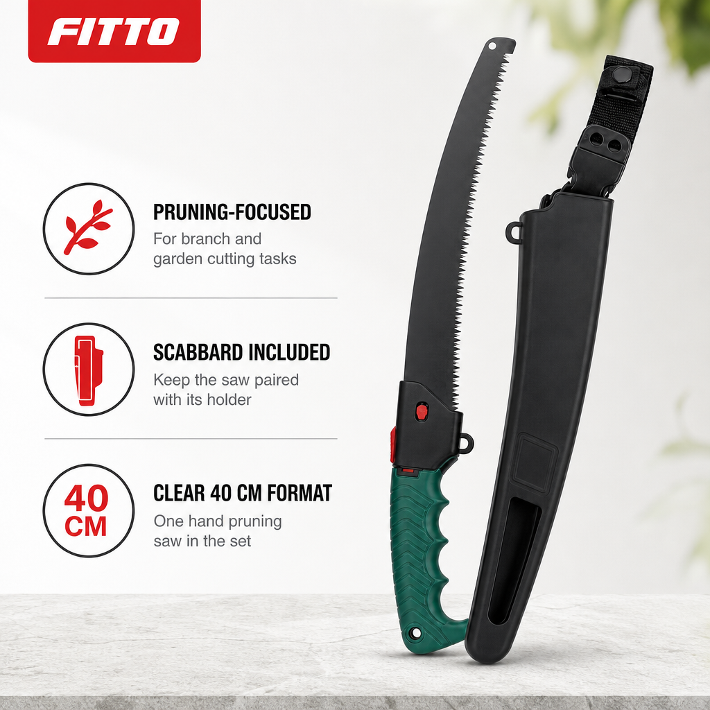 96 Pieces Hand Pruning Saw with Scabbard, 40 cm, Green, 1 Piece