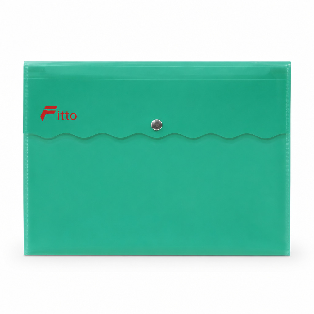 96 Pieces Green A4 Document Envelope Folder with Snap Button Closure, 1 Piece
