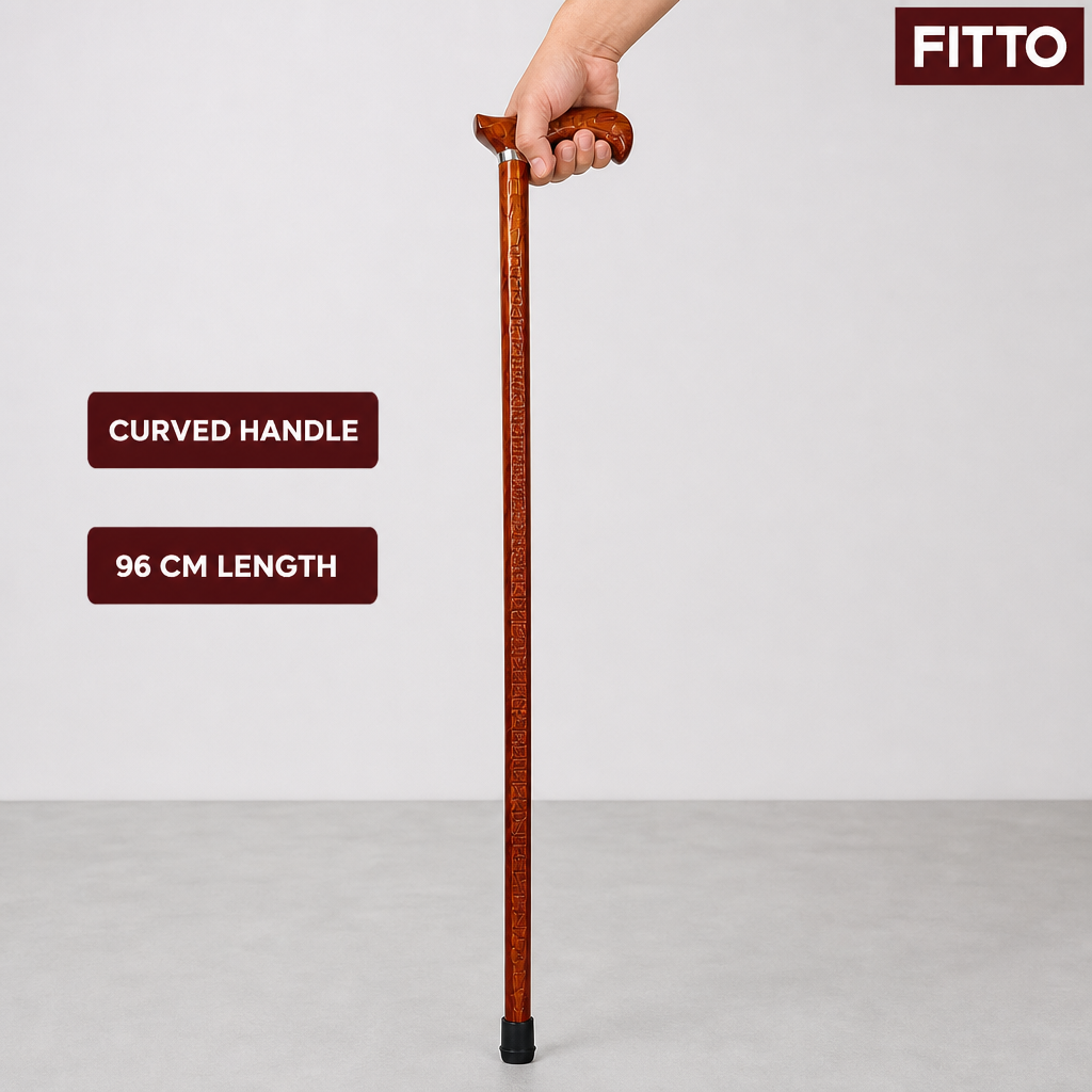 96 Pieces Wooden Walking Canes with Curved Handle, Reddish Brown, 96 cm