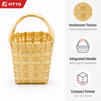 96 Pieces Handwoven Bamboo Basket with Handle, Natural Finish, 12 x 12 x 10 cm