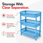 72 Pieces 3-Tier Plastic Storage Basket Rack, Blue, 40 x 30 x 18 cm