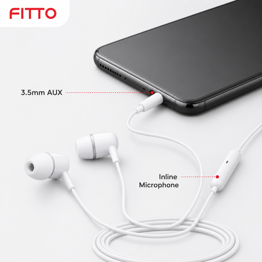 240 Pieces Wired Stereo Earphones with Inline Microphone and 3.5mm AUX Connector