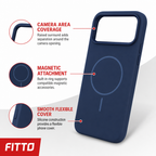 120 Pieces Magnetic Phone Cases for Model 17, Navy Blue Silicone Cover with Raised Camera Protection