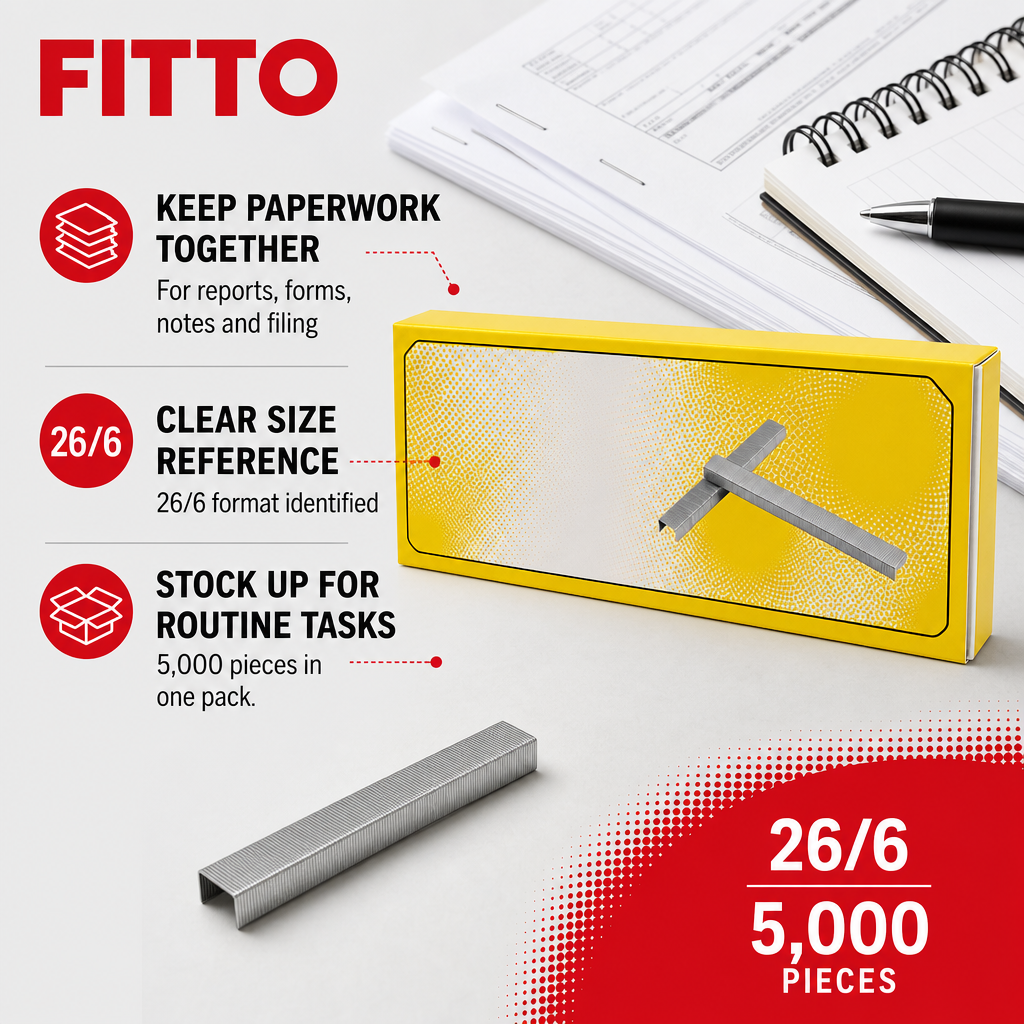 240 Pieces 26/6 Staples, Silver Office Fasteners, 5,000 Pieces