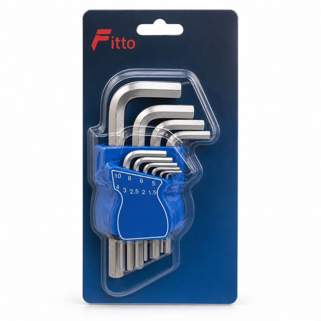 96 Pieces Short Hex Key Set, 1.5–10 mm Sizes, Blue and Silver, 9-Piece Allen Wrench Set