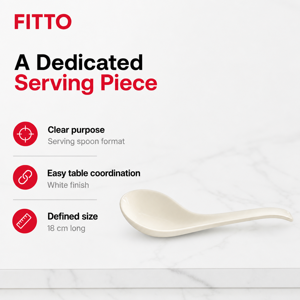 144 Pieces Serving Spoon, White, 18 cm