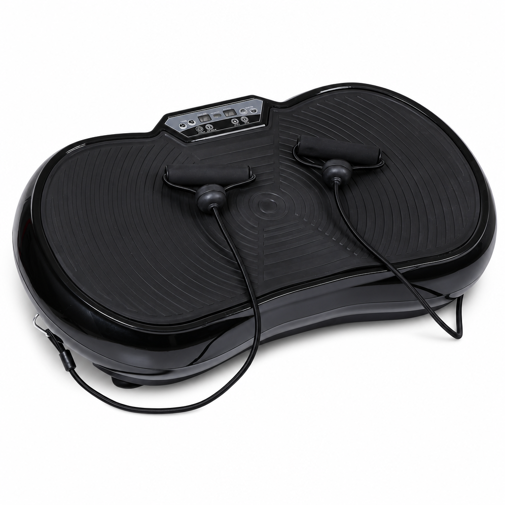 48 Pieces Large Vibration Exercise Platforms with Resistance Bands and Remote, Plastic Housing, Black