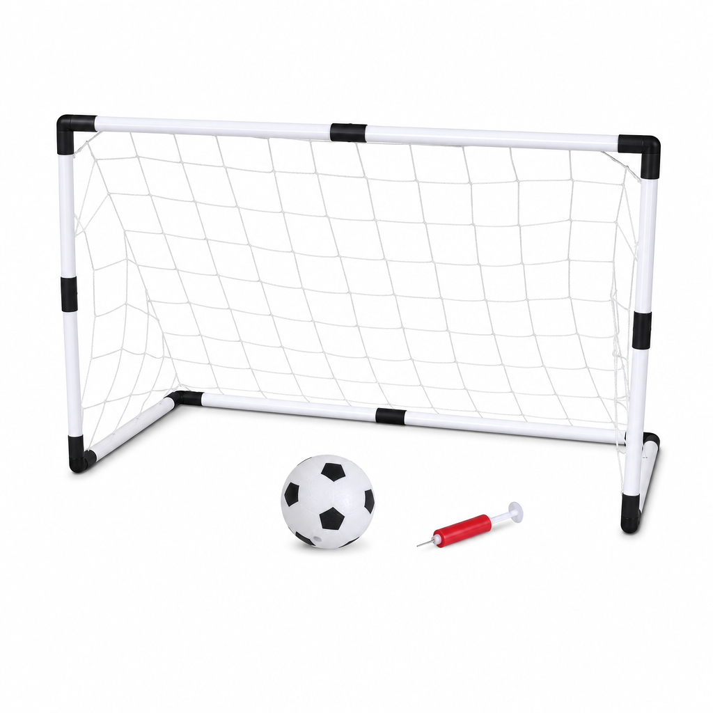 48 Pieces Portable Football Goal Set, 138 x 82 cm, with Ball and Pump