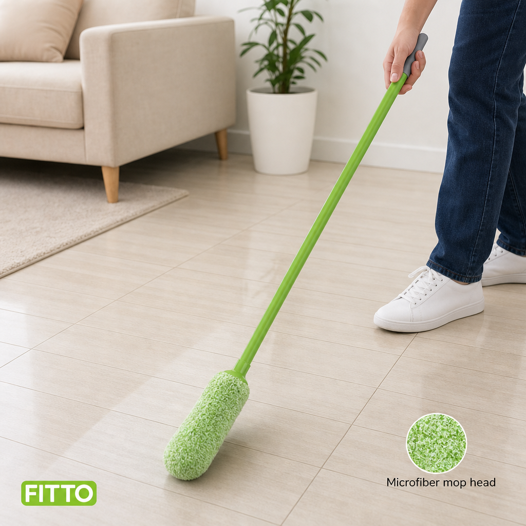96 Pieces Microfiber Mop with Painted Iron Handle, Green, 120 cm