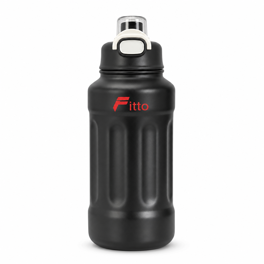 72 Pieces Sports Water Bottles 1000ml with Carry Strap, Black