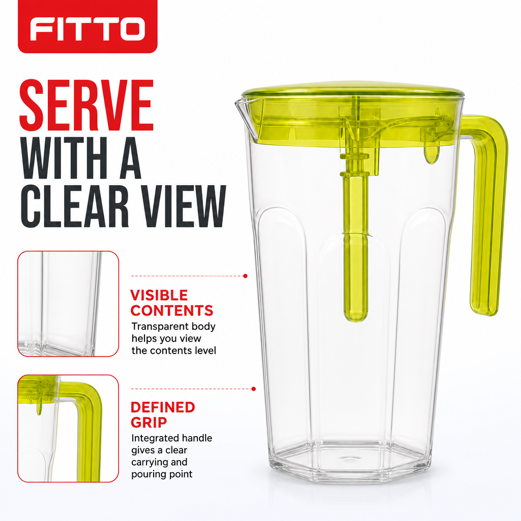 96 Pieces Water Jugs With Lid and Handle, 2 L Transparent Plastic Rectangular Pitcher, Assorted Colour, 1 Piece