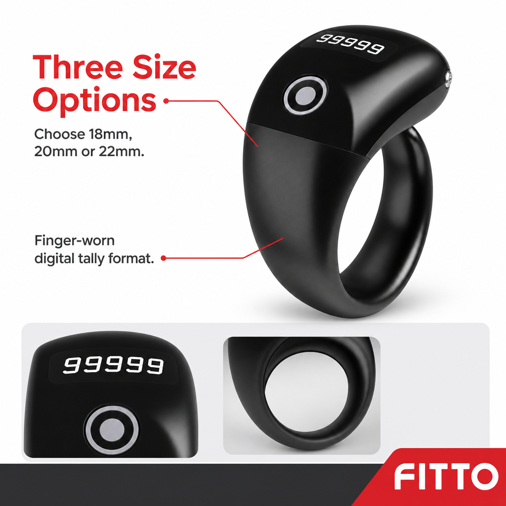 72 Pieces Digital Tasbih Counter Ring, 3-in-1 With 18mm, 20mm and 22mm Ring Sizes