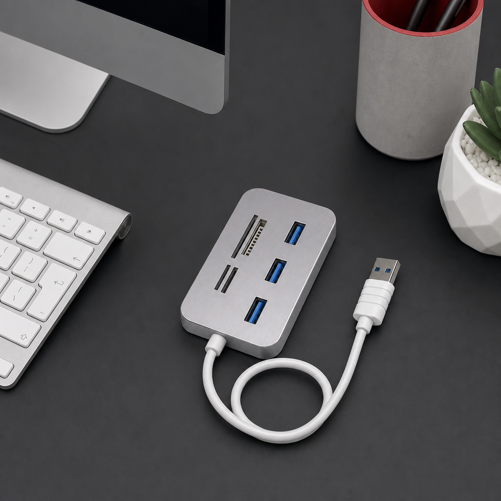 96 Pieces USB 3.0/3.1 Hub with Card Reader and 30cm Cable for Computer Peripherals