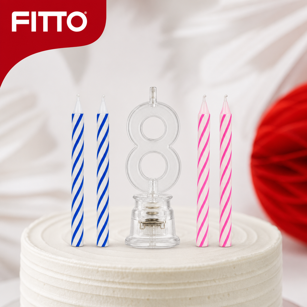 144 Pieces LED Happy Birthday Number 8 Cake Candle Set with 4 Candles, 9 cm