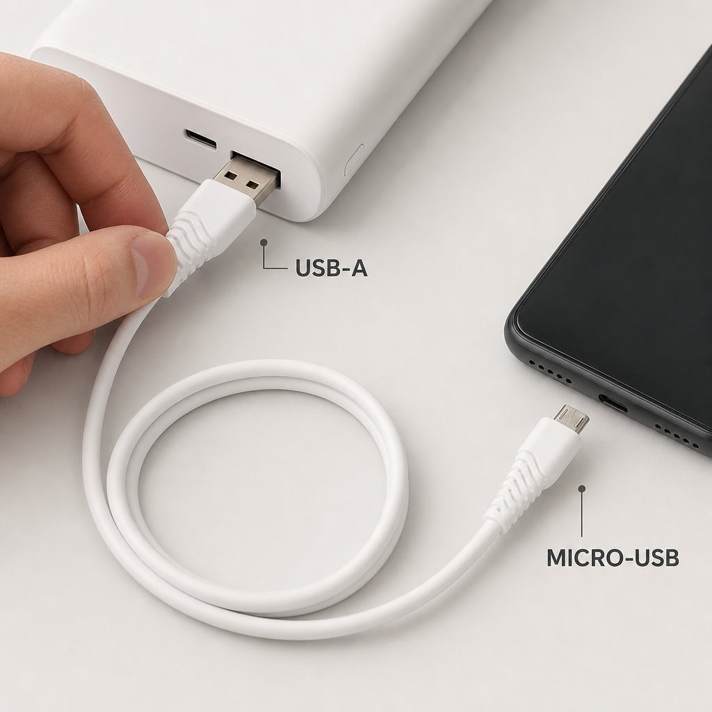 240 Pieces USB-A to Micro-USB Charging Cables, 3A, 100 cm, White